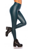 Sexy wetlook thermo leggings groen